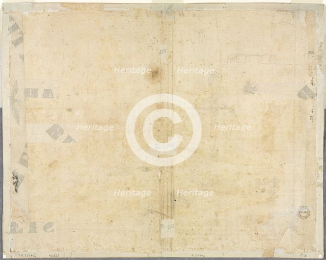 Sketches of Windows and Pilasters of the Attic Storey of the Collegio di Propaganda Fide (verso), 16 Creator: Lievin Cruyl (Flemish, c. 1640-c. 1720).