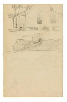 Sketches of Tahitian Residence with Color Notations and Dogs, 1891/93. Creator: Paul Gauguin