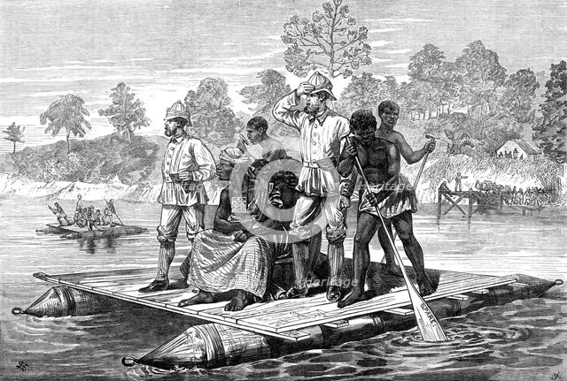 Sketches of the Ashantee War, by our special artist: Ashantee ambassadors crossing the Prah, 1874. Creator: Unknown.