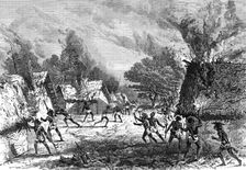 Sketches of the Ashantee War by our special artist: setting fire to a village, 1874. Creator: Unknown