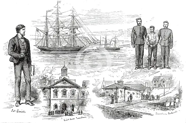 Sketches of the Caswell Mutiny, 1876. Creator: Unknown.