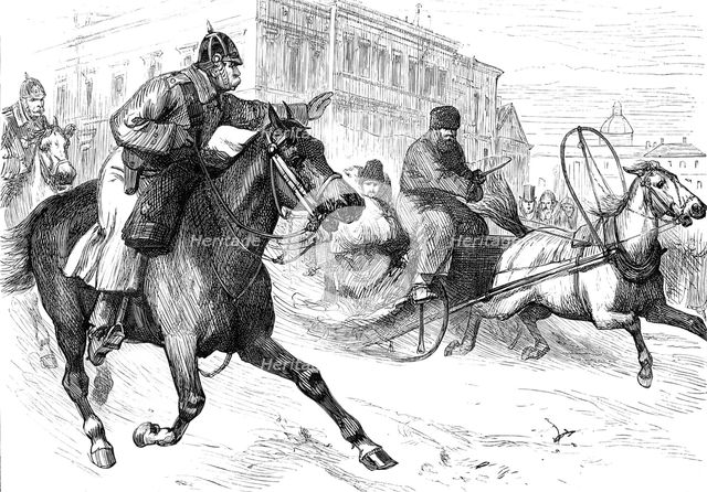 Sketches of the Crisis in Russia: police espionage in St. Petersburg, 1880. Creator: Unknown.