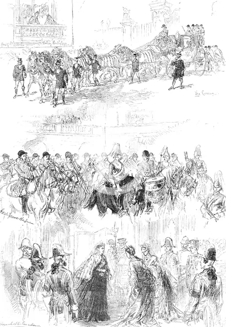 Sketches of the Royal Procession at the Opening of Parliament, 1876. Creator: Unknown.
