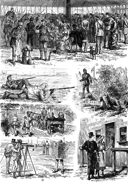 Sketches of the Wimbledon Rifle Meeting, 1881. Creator: Unknown.