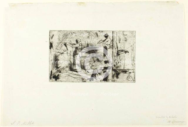Sketches of Three Subjects, c. 1855. Creator: Jean Francois Millet.