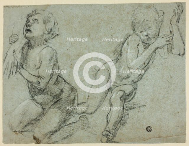 Sketches of Two Putti, One Holding Hand of Dead Christ (recto), n.d. Creator: Alessandro Casolani della Torre.