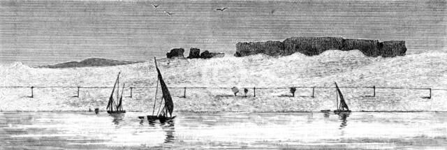 Sketches of Upper Egypt: telegraph in the desert, between Esneh and Assouan, 1883. Creator: Unknown.