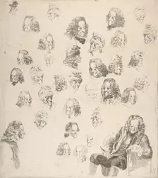 Sketches of Voltaire at Age Eighty-One, 1775. Creator: Vivant Denon