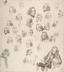 Sketches of Voltaire at Age Eighty-One, 1775. Creator: Vivant Denon