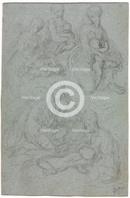 Sketches of Virgin and Child, second half 1500s. Creator: Giulio Campi (Italian, c. 1500-1572).
