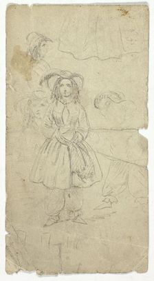 Sketches of Young Girl (recto); Sketches of Banjo Player (verso), n.d. (recto); 1800/1899 (verso). Creator: Unknown