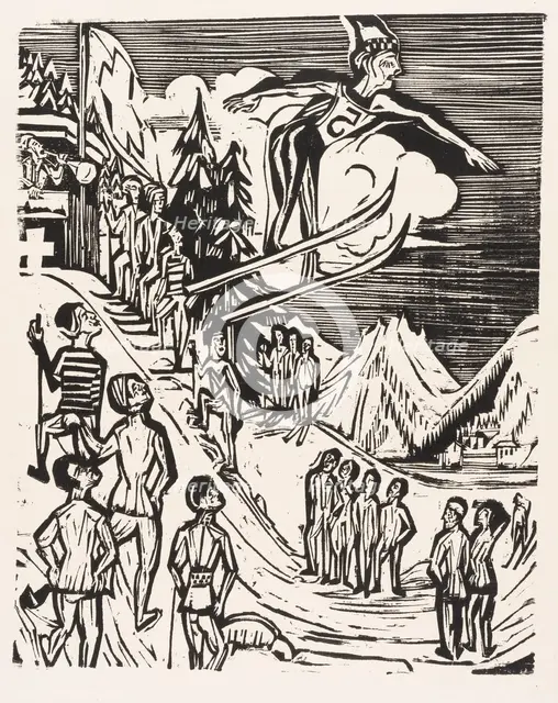 Ski jump, 1927. Creator: Kirchner, Ernst Ludwig (1880-1938).