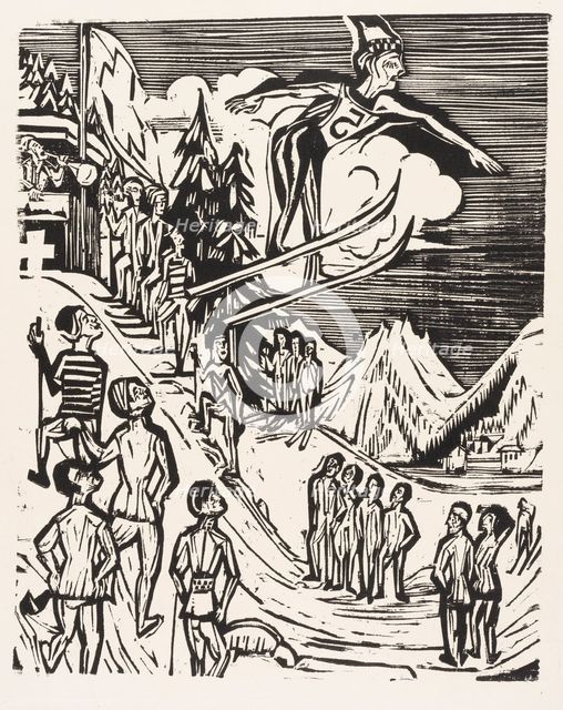 Ski jump, 1927. Creator: Kirchner, Ernst Ludwig (1880-1938).