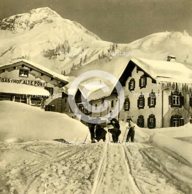 Skiers at Stuben am Arlberg, Vorarlberg, Austria, c1935. Creator: Unknown.