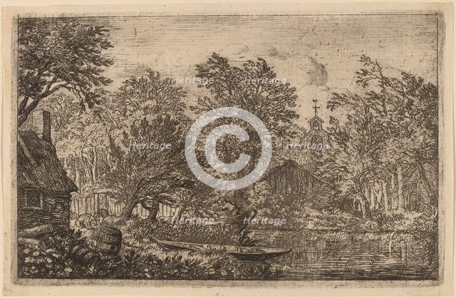 Skiff at a River Bank, probably c. 1645/1656. Creator: Allart van Everdingen.