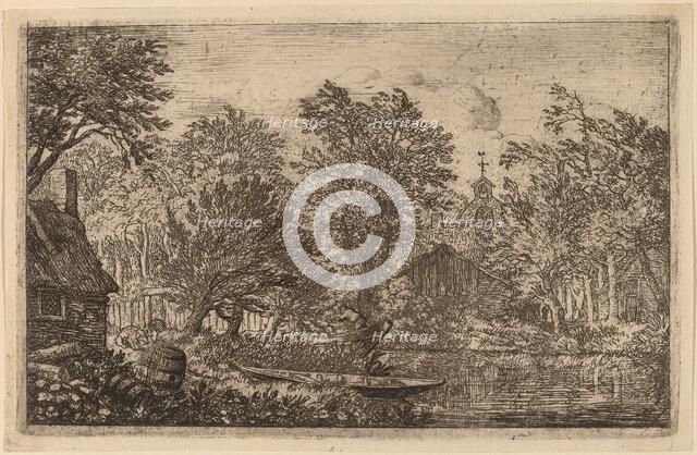 Skiff at a River Bank, probably c. 1645/1656. Creator: Allart van Everdingen.