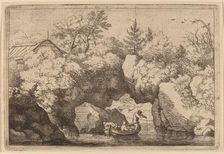 Skiff under a Cleft Rock, probably c. 1645/1656. Creator: Allart van Everdingen