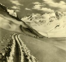 Skiing on the Alpeiner Ferner glacier in the Stubai Alps, Austria, c1935. Creator: Unknown