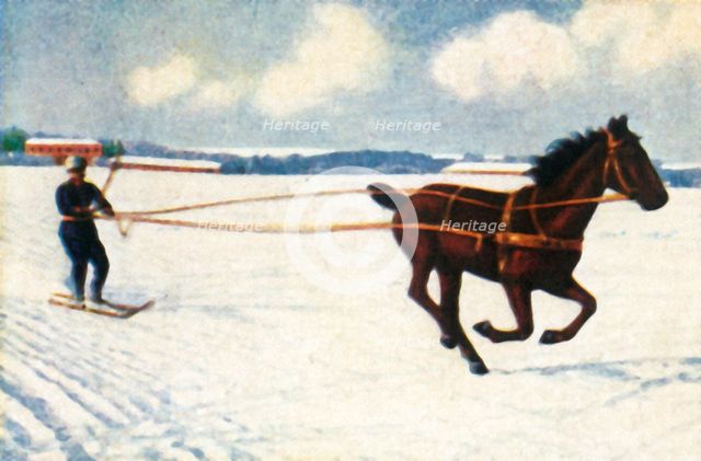Skijöring in Sweden, c1928. Creator: Unknown.