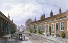 Skinners Almshouses, Mile End Road, Stepney, London, c1840. Artist: Thomas Hosmer Shepherd
