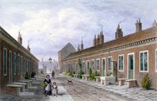 Skinners Almshouses, Mile End Road, Stepney, London, c1840. Artist: Thomas Hosmer Shepherd