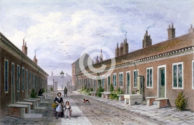 Skinners' Almshouses, Mile End Road, Stepney, London, c1840. Artist: Thomas Hosmer Shepherd