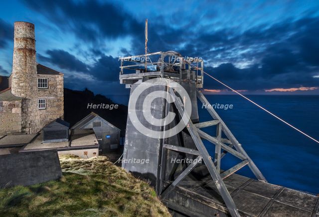Skip shaft headframe, Geevor Mine (Levant Section), Trewellard, St Just, Cornwall, 2015. Artist: James O Davies.
