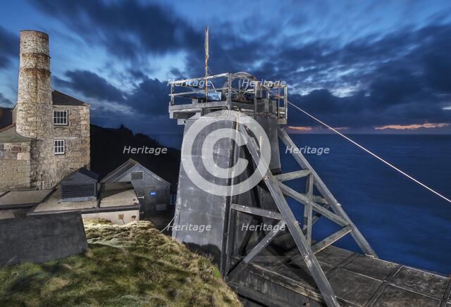 Skip shaft headframe, Geevor Mine (Levant Section), Trewellard, St Just, Cornwall, 2015. Artist: James O Davies.