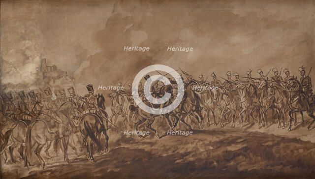 Skirmish at Ilza-Sketch, 1897. Creator: Juliusz Kossak.