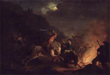 Skirmish at Night between Norwegian and Swedish Cavalry, 1818-1824. Creator: Christian Frederik Carl Holm
