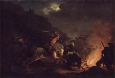Skirmish at Night between Norwegian and Swedish Cavalry, 1818-1824. Creator: Christian Frederik Carl Holm
