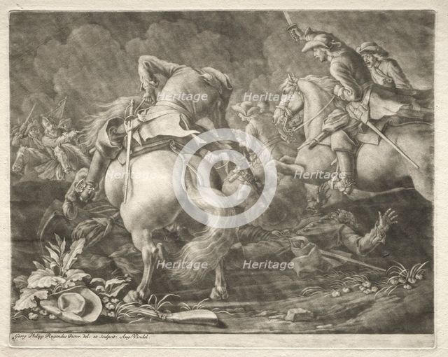 Skirmish between Prussian and Hungarian Hussars. Creator: Georg Philipp I Rugendas (German, 1666-1742).