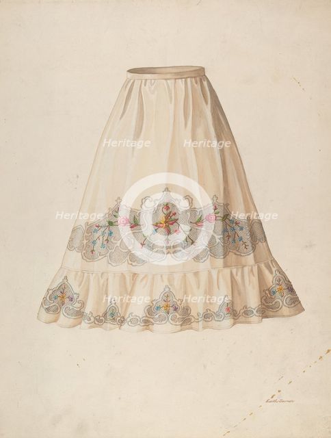 Skirt from Wedding Dress, c. 1940. Creator: Edith Towner.