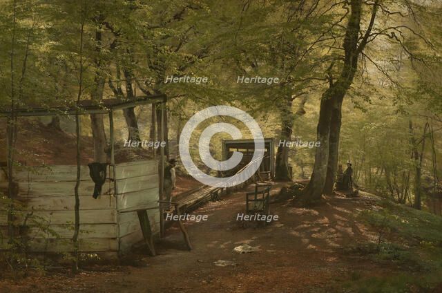 Skittle-alley in Saeby Forest. Spring Morning, 1882. Creator: Carl Frederik Aagaard.