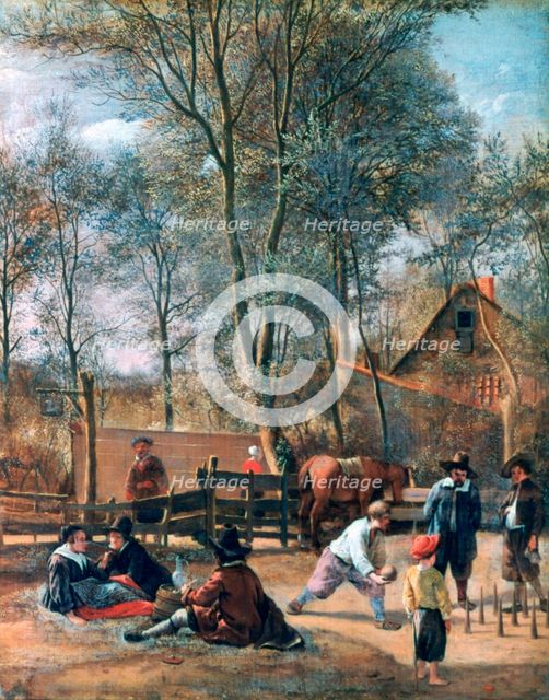 'Skittle Players outside an Inn', c1660. Artist: Jan Steen