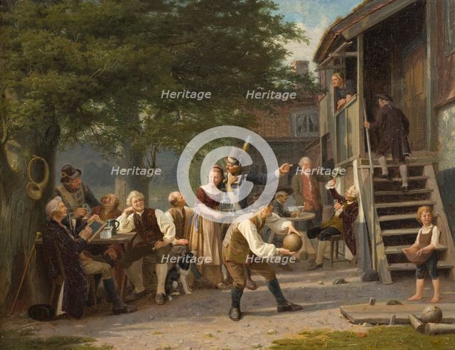 Skittles at Faggen's. Scene from Fredman's Epistle 55 by Bellman, 1868. Creator: Peter Eskilson.