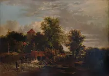 Slucie Gate on the River Western c1832. Artist: Alfred Stannard