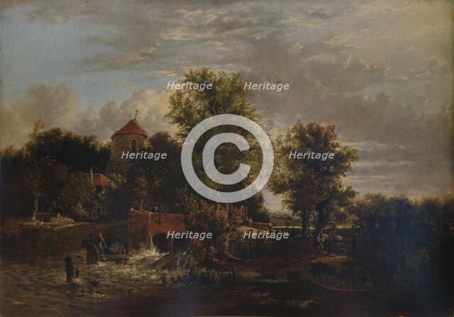 'Slucie Gate on the River Western', c1832. Artist: Alfred Stannard.