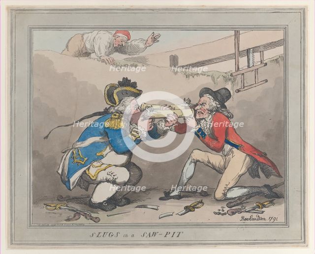 Slugs in a Saw-Pit, October 28, 1791., October 28, 1791. Creator: Thomas Rowlandson.