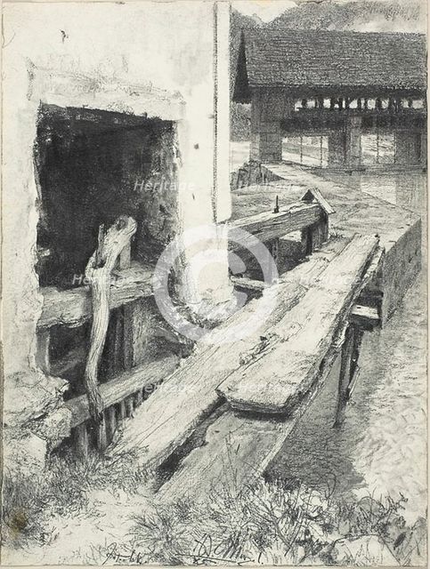 Sluice, 1885. Creator: Adolph Menzel.