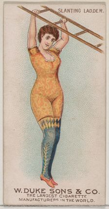 Slanting Ladder, from the Gymnastic Exercises series (N77) for Duke brand cigarettes, 1887., 1887. Creator: Unknown