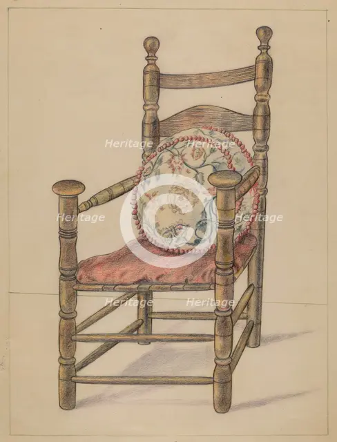 Slat-back Armchair, c. 1936. Creator: Alfred Nason.