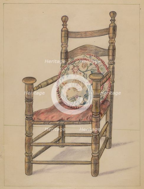 Slat-back Armchair, c. 1936. Creator: Alfred Nason.
