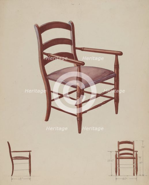 Slat-back Chair, c. 1936. Creator: George Kirschner.