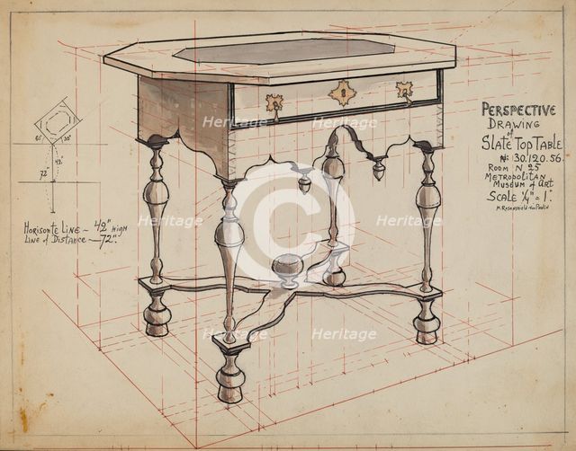 Slate-top Table, 1935/1942. Creator: M. Rosenshield-von-Paulin.