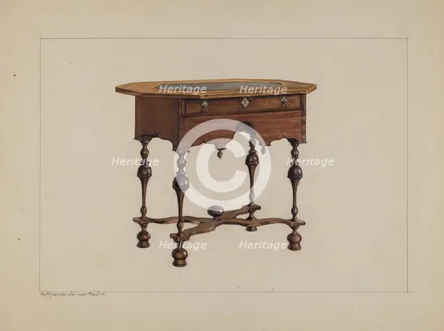 Slate-top Table, c. 1940. Creator: M. Rosenshield-von-Paulin.