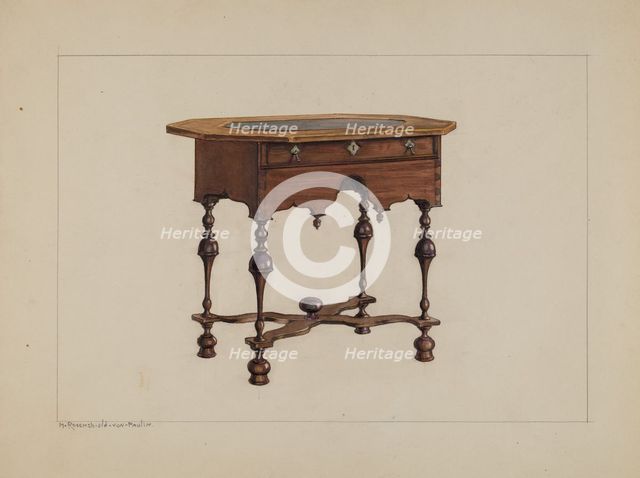 Slate-top Table, c. 1940. Creator: M. Rosenshield-von-Paulin.