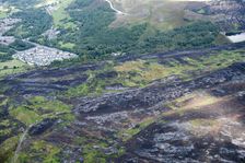 Slatepit Moor burned by wildfires, Tameside, 2018 . Creator: Emma Trevarthen