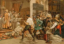 Slaughter of friars, Madrid, 17 July 1834, (1893). Creator: Unknown