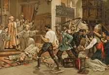 Slaughter of friars, Madrid, 17 July 1834, (1893). Creator: Unknown